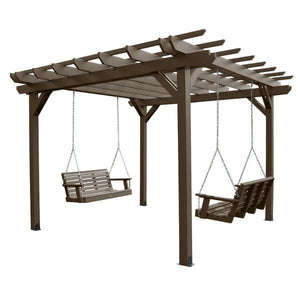 Bodhi Pergola (12 x 12) with 2 Weatherly 4ft Swings Swing Weathered Acorn