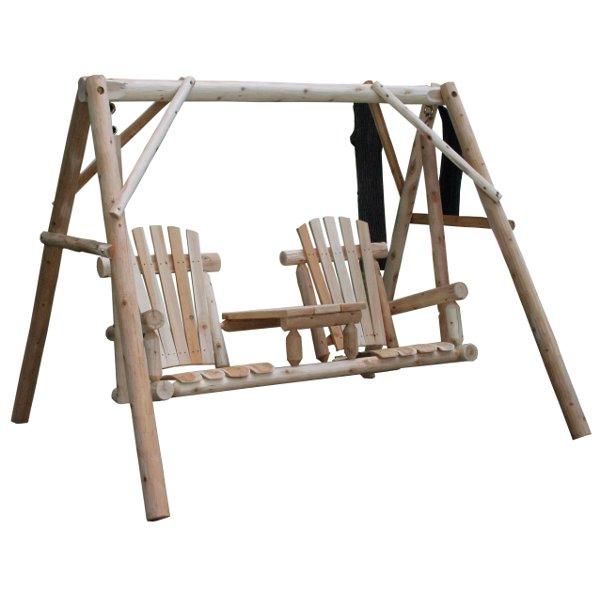Cedar Log Tete-A-Tete Yard Swing Porch Swing