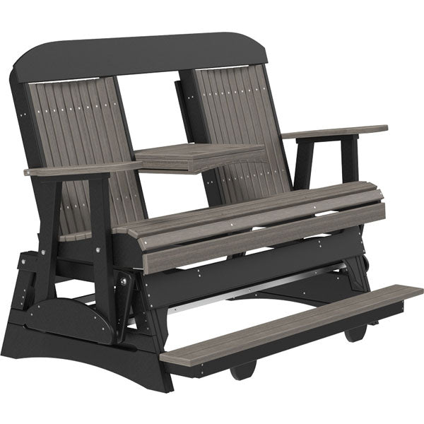 Classic Balcony Glider Outdoor Glider 5ft / Coastal Gray &amp; Black