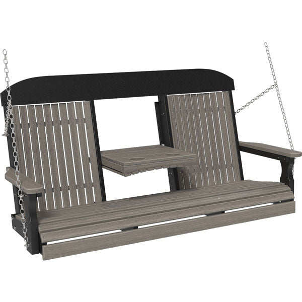 Classic Swing Porch Swing 5ft / Coastal Gray &amp; Black