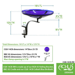 Cobalt Blue Crackle Glass Birdbath Bowl Birdbath Bowls