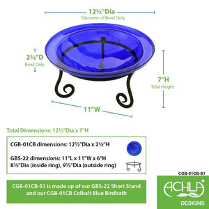 Cobalt Blue Crackle Glass Birdbath Bowl Birdbath Bowls