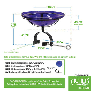 Cobalt Blue Crackle Glass Birdbath Bowl Birdbath Bowls