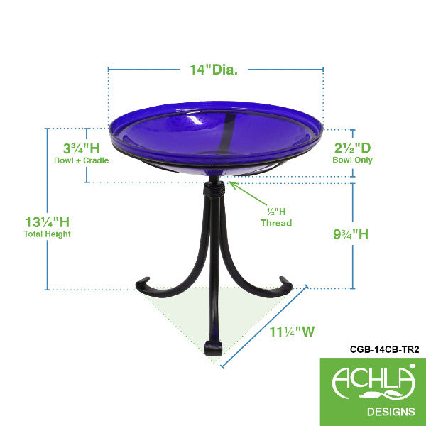 Cobalt Blue Crackle Glass Birdbath Bowl Birdbath Bowls