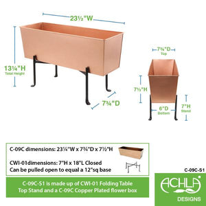Copper Flower Box with adjustable Stand Folding Stand