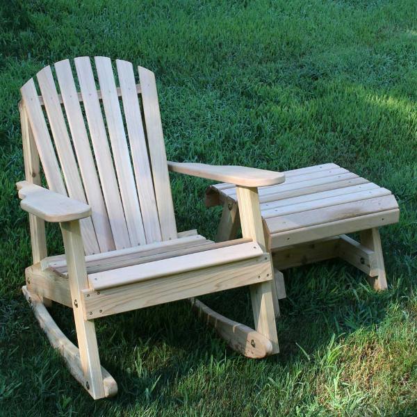 Creekvine Design Cedar American Forest Adirondack Rocker &amp; Side Table Set Adirondack Unfinished