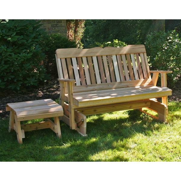 Creekvine Design Cedar Countryside Rocking Glider &amp; Table Set Glider Unfinished