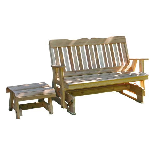 Creekvine Design Cedar Countryside Rocking Glider &amp; Table Set Glider Unfinished