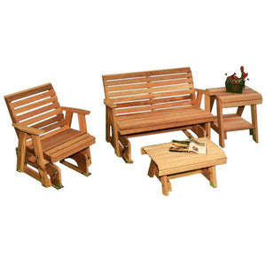 Creekvine Design Cedar Rocking Classic Gliders & Tables Set Glider Unfinished