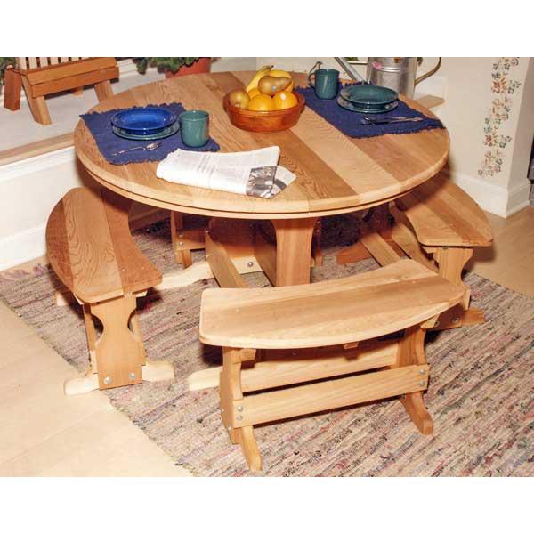 Creekvine Design Cedar Round Trestle Dining Set Picnic Table 35 Inch / Unfinished / No