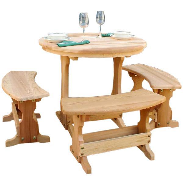 Creekvine Design Cedar Round Trestle Dining Set Picnic Table 35 Inch / Unfinished / No