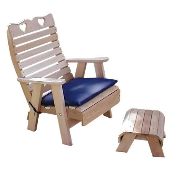 Creekvine Design Cedar Royal Country Hearts Patio Chair &amp; Footrest Set Chair Unfinished