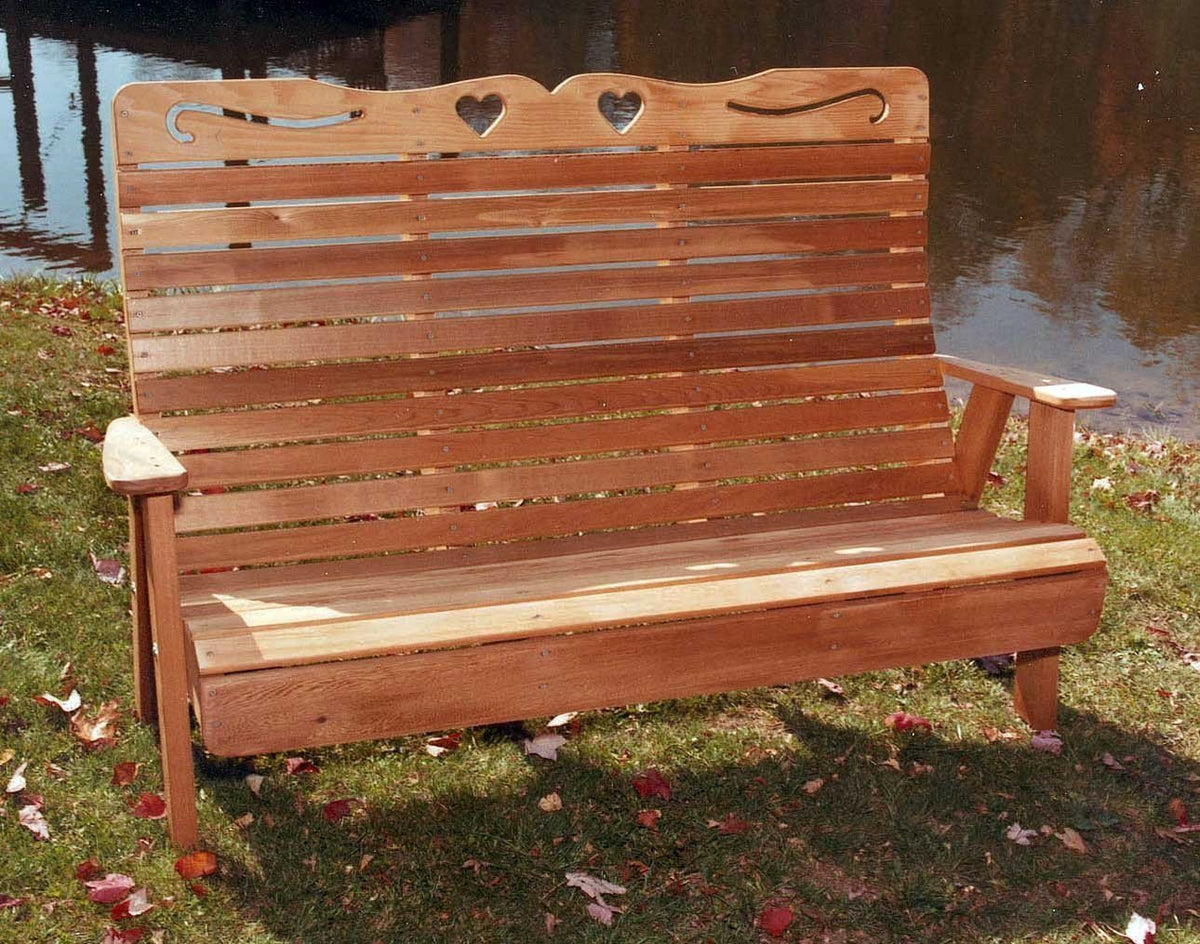 Creekvine Designs Cedar Country Hearts Garden Bench Garden Benches