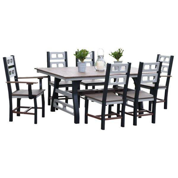 David Lewis 72” Manhattan Forge Dining Table Set With 4 Dining Chairs &amp; 2 Arm Chairs - The Charming Bench Company