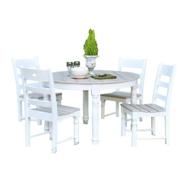 Farm House 48” Round Dining Table Set With 4 Dining Chairs - The Charming Bench Company