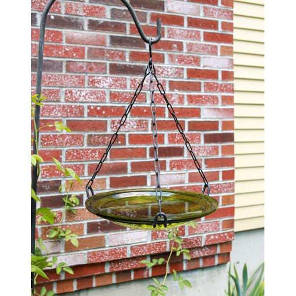 Fern Green Crackle Glass Birdbath Bowl Birdbath Bowl