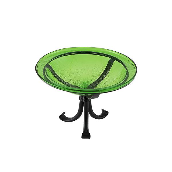 Fern Green Crackle Glass Birdbath Bowl Birdbath Bowl