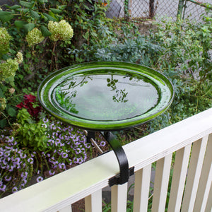 Fern Green Crackle Glass Birdbath Bowl Birdbath Bowl