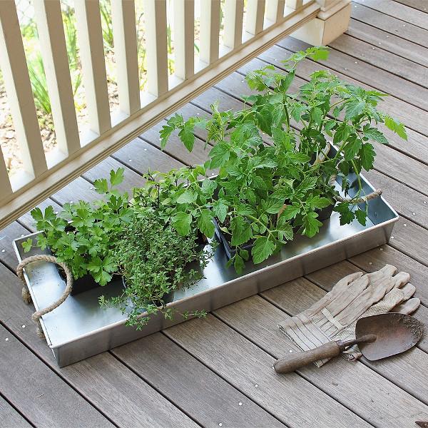 Galvanized Tray with Rope Handles Galvanized Tray