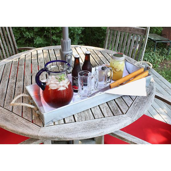 Galvanized Tray with Rope Handles Galvanized Tray