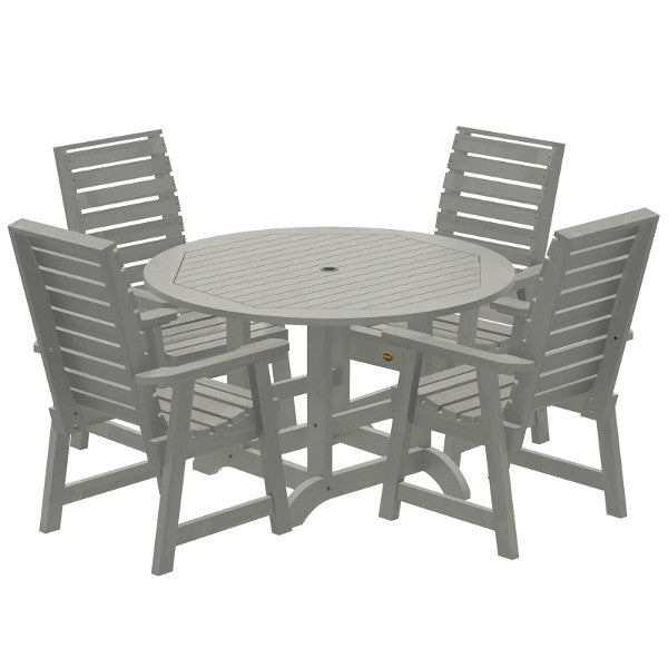 Glennville 5pc Round Dining Set Dining Set Coastal Teak