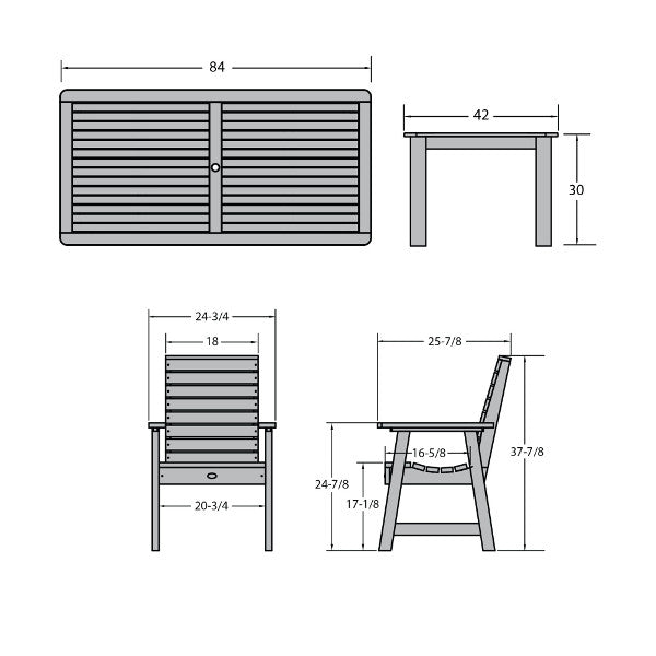 Glennville 7pc 42x84 Dining Set Dining Set