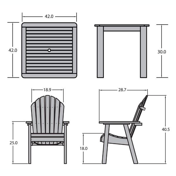 Hamilton Adirondack 5pc Square Outdoor Dining Set Dining Set