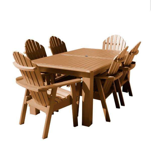 Hamilton Adirondack 7pc Rectangular Outdoor Dining Set Dining Set 84" x 42" / Toffee