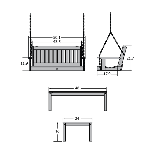 Lehigh 4ft Swing and Coffee Table Swing &amp; Coffee Table