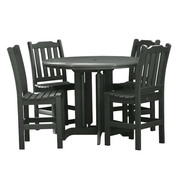 Lehigh 5pc Round Counter Height Recycled Plastic Outdoor Dining Set Dining Set Charleston Green