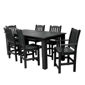 Lehigh 7pc Rectangular Counter Height Outdoor Dining Set Dining Set 84" x 42" / Black