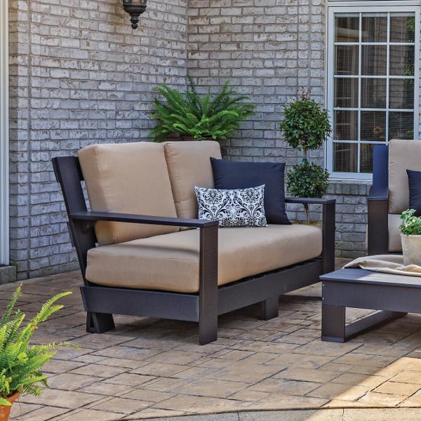 Little Cottage Co. Contemporary Deep Seat Love Seat Bench Black-Heather Beige