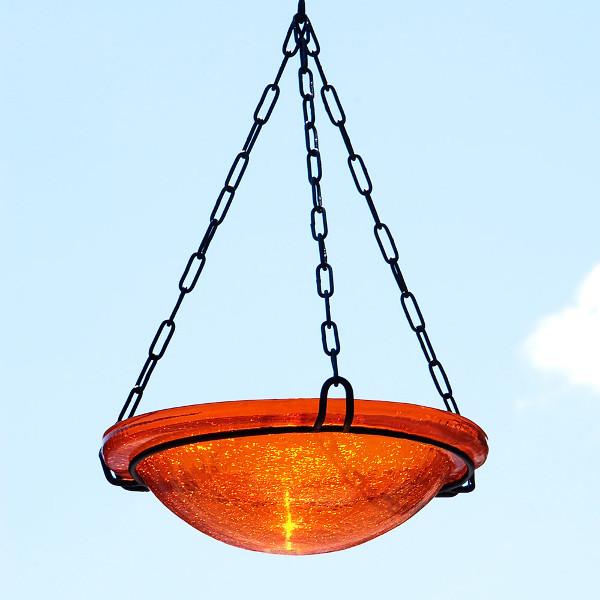 Mandarin Crackle Glass Birdbath Bowl Birdbath Bowl