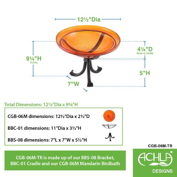 Mandarin Crackle Glass Birdbath Bowl Birdbath Bowl