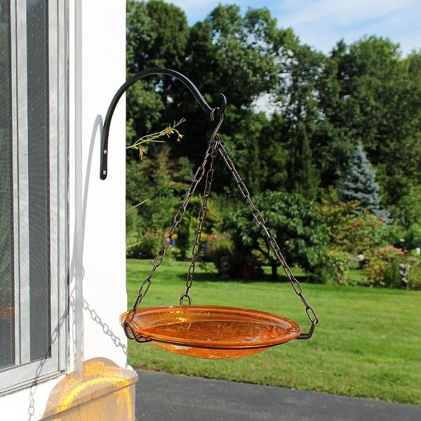 Mandarin Crackle Glass Birdbath Bowl Birdbath Bowl