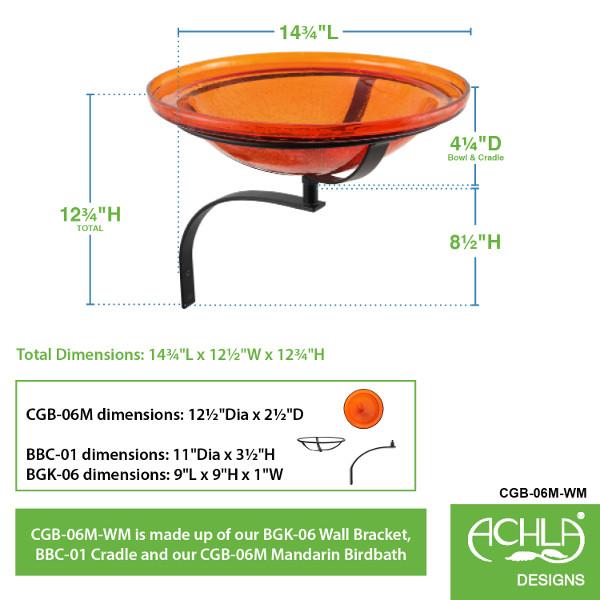 Mandarin Crackle Glass Birdbath Bowl Birdbath Bowl