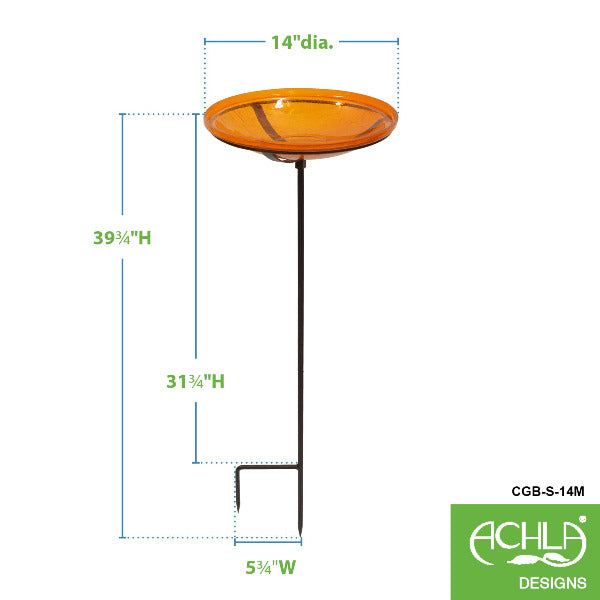 Mandarin Crackle Glass Birdbath Bowl Birdbath Bowl