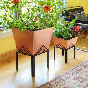 Marion Planter with Copper Plated Flower Box Planter with Flower Box