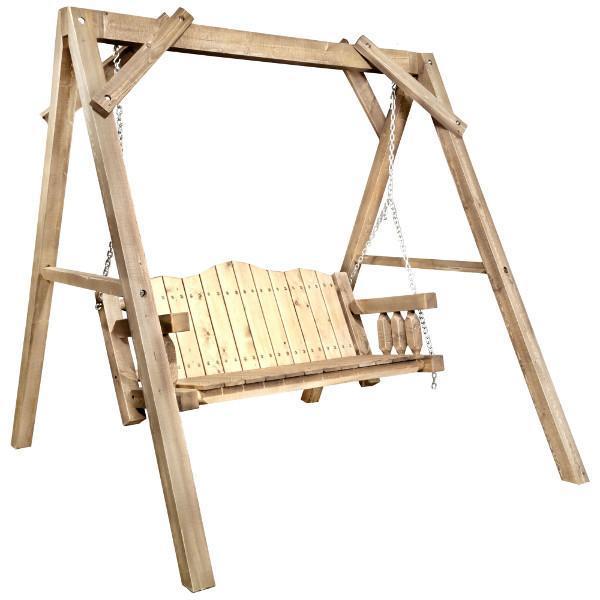 Montana Woodworks Homestead Lawn Swing with "A" Frame Porch Swings Ready to Finish / No