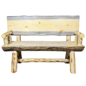 Montana Woodworks Montana Half Log Bench with Back & Arms Garden Benches 4ft