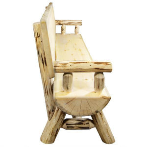 Montana Woodworks Montana Half Log Bench with Back & Arms Garden Benches 4ft