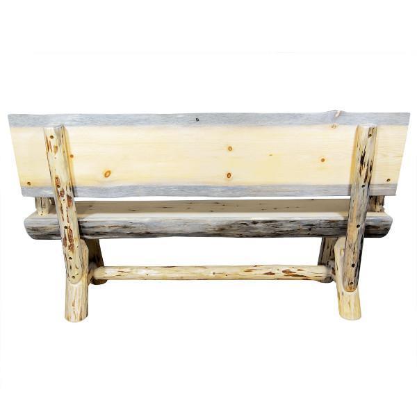 Montana Woodworks Montana Half Log Bench with Back &amp; Arms Garden Benches 4ft