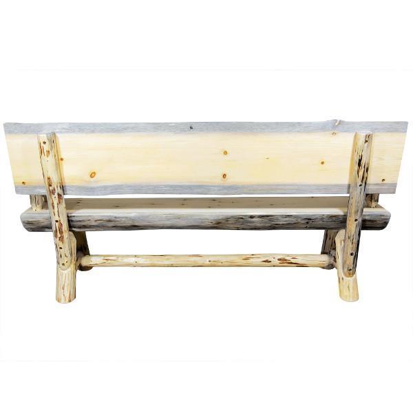 Montana Woodworks Montana Half Log Bench with Back &amp; Arms Garden Benches 4ft
