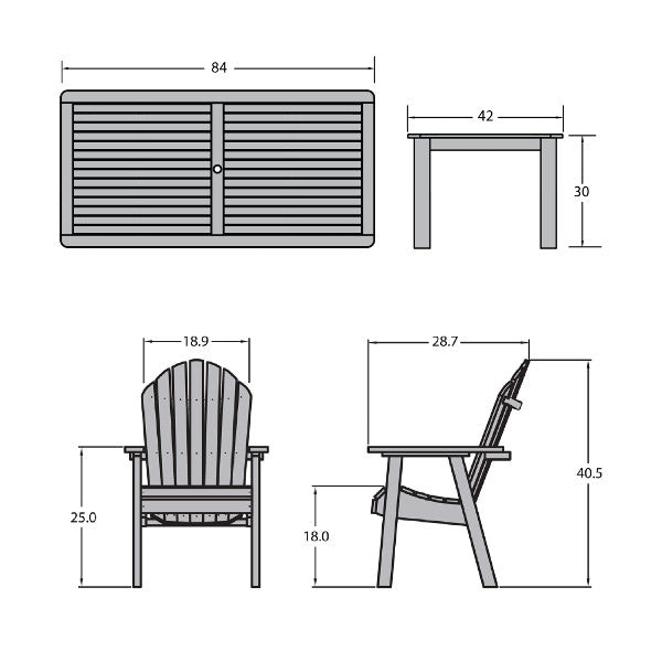 Muskoka 7pc 42x84 Dining Set Dining Set