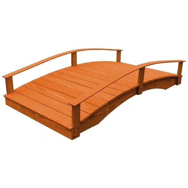 Oriental Garden Bridge Garden Bridge 4' x 8' / Redwood Stain