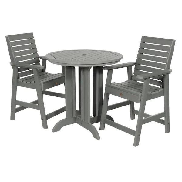 Outdoor Weatherly 3pc Round Counter Height Dining Set Dining Set