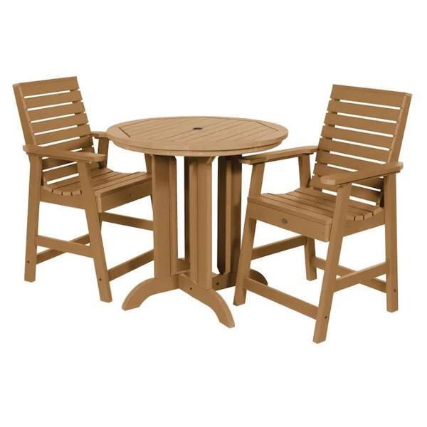 Outdoor Weatherly 3pc Round Counter Height Dining Set Dining Set