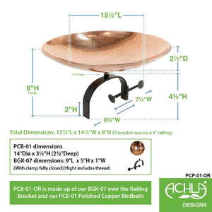 Polished Copper Birdbath Birdbath