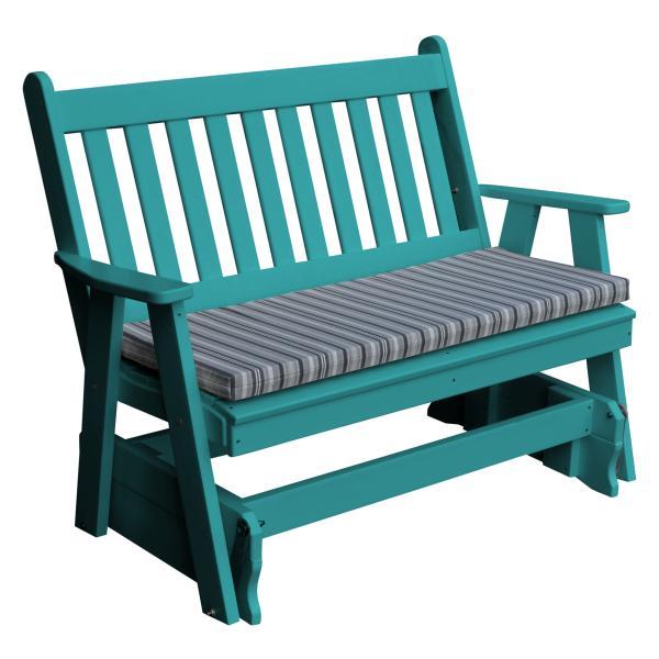 Poly Traditional English Glider Outdoor Glider 4ft / Aruba Blue