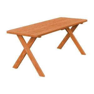 Pressure Treated Pine Crossleg Table Outdoor Tables 6ft / Cedar Stain / Without Umbrella Hole